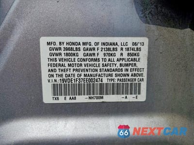 Zdjęcie 13 z 13 samochodu: 2014 ACURA ILX 20 VIN:19VDE1F37EE002474 - miniatura