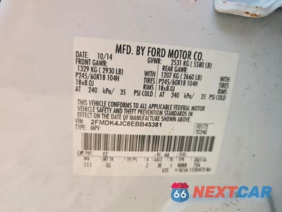 Zdjęcie 13 z 13 samochodu: 2014 FORD EDGE SEL VIN:2FMDK4JC8EBB45381 - miniatura