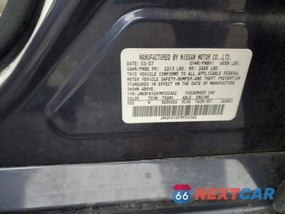 Zdjęcie 12 z 12 samochodu: 2007 INFINITI G35 BASE VIN:JNKBV61E97M720342 - miniatura