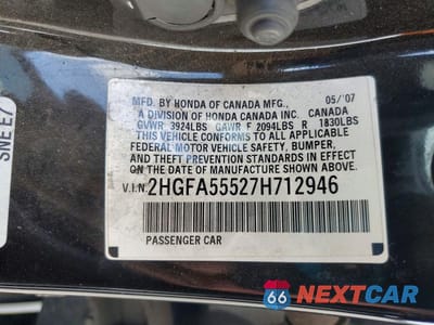 Zdjęcie 12 z 12 samochodu: 2007 HONDA CIVIC SI VIN:2HGFA55527H712946 - miniatura