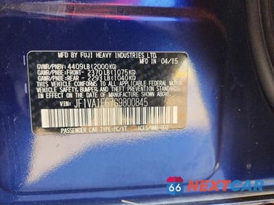 Zdjęcie 12 z 12 samochodu: 2016 SUBARU WRX PREMIUM VIN:JF1VA1E67G9800845 - miniatura