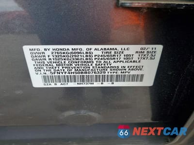 Zdjęcie 13 z 13 samochodu: 2011 HONDA PILOT EXL VIN:5FNYF4H50BB076329 - miniatura
