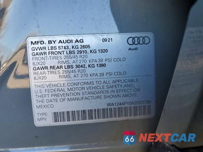 Zdjęcie 13 z 13 samochodu: 2022 AUDI SQ5 SPORTBACK PREMIUM PLUS VIN:WA124AFY0N2022750 - miniatura
