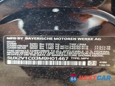 Zdjęcie 12 z 12 samochodu: 2021 BMW X4 XDRIVE30I VIN:5UX2V1C03M9H01467 - miniatura