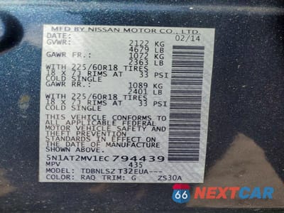 Zdjęcie 13 z 13 samochodu: 2014 NISSAN ROGUE SL VIN:5N1AT2MV1EC794439 - miniatura