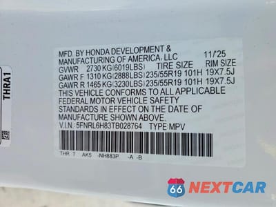 Zdjęcie 13 z 13 samochodu: 2026 HONDA ODYSSEY TOURING VIN:5FNRL6H83TB028764 - miniatura