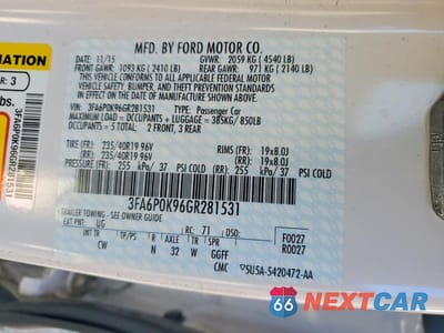 Zdjęcie 12 z 12 samochodu: 2016 FORD FUSION TITANIUM VIN:3FA6P0K96GR281531 - miniatura