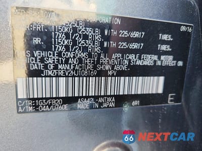 Zdjęcie 14 z 14 samochodu: 2017 TOYOTA RAV4 LE VIN:JTMZFREV2HJ108169 - miniatura