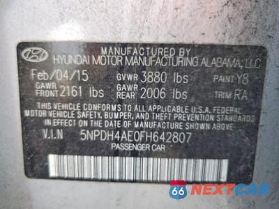 Zdjęcie 12 z 12 samochodu: 2015 HYUNDAI ELANTRA SE VIN:5NPDH4AE0FH642807 - miniatura