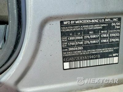 Zdjęcie 13 z 13 samochodu: 2000 MERCEDES-BENZ ML 430 VIN:4JGAB72E8YA194018 - miniatura