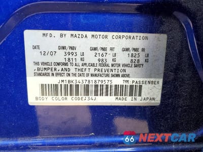 Zdjęcie 12 z 12 samochodu: 2008 MAZDA 3 HATCHBACK VIN:JM1BK343781879575 - miniatura