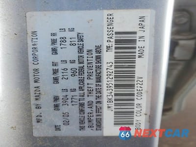 Zdjęcie 12 z 12 samochodu: 2005 MAZDA 3 HATCHBACK VIN:JM1BK343951292743 - miniatura