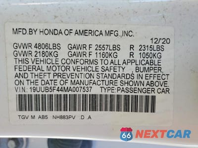 Zdjęcie 12 z 12 samochodu: 2021 ACURA TLX TECHNOLOGY VIN:19UUB5F44MA007537 - miniatura