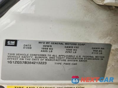 Zdjęcie 12 z 12 samochodu: 2008 CHEVROLET MALIBU LS VIN:1G1ZG57B384213223 - miniatura