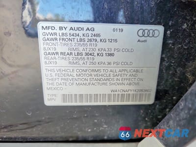 Zdjęcie 13 z 13 samochodu: 2019 AUDI Q5 PRESTIGE VIN:WA1CNAFY1K2053602 - miniatura