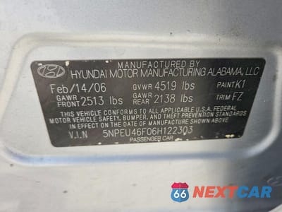 Zdjęcie 12 z 12 samochodu: 2006 HYUNDAI SONATA GLS V6 VIN:5NPEU46F06H122303 - miniatura