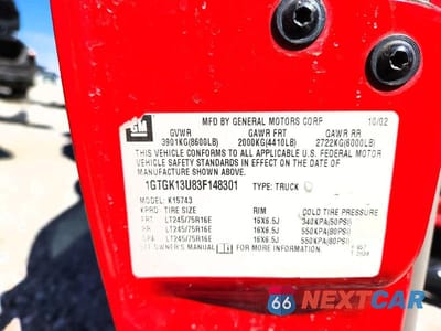 Zdjęcie 12 z 12 samochodu: 2003 GMC SIERRA K1500 HEAVY DUTY VIN:1GTGK13U83F148301 - miniatura