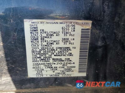 Zdjęcie 12 z 12 samochodu: 2007 NISSAN TITAN XE VIN:1N6AA07B07N202064 - miniatura