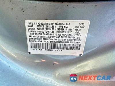 Zdjęcie 10 z 10 samochodu: 2005 HONDA ODYSSEY EX VIN:5FNRL38425B085634 - miniatura