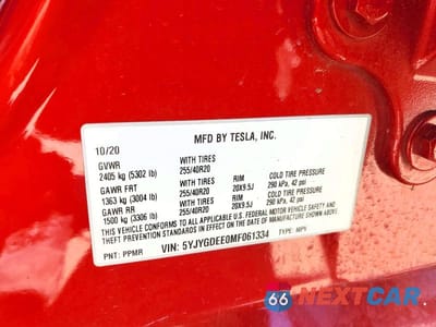 Zdjęcie 12 z 12 samochodu: 2021 TESLA MODEL Y VIN:5YJYGDEE0MF061334 - miniatura