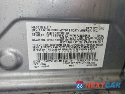 Zdjęcie 12 z 12 samochodu: 2014 MITSUBISHI OUTLANDER SPORT ES VIN:4A4AP3AU8EE012189 - miniatura