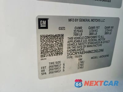 Zdjęcie 12 z 12 samochodu: 2021 CHEVROLET SILVERADO K1500 VIN:1GCRYAEH4MZ261296 - miniatura