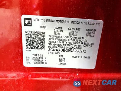 Zdjęcie 14 z 14 samochodu: 2024 CHEVROLET EQUINOX LT VIN:3GNAXUEG9RS226371 - miniatura