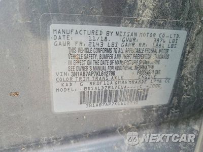 Zdjęcie 12 z 12 samochodu: 2019 NISSAN SENTRA SV VIN:3N1AB7AP7KL612790 - miniatura