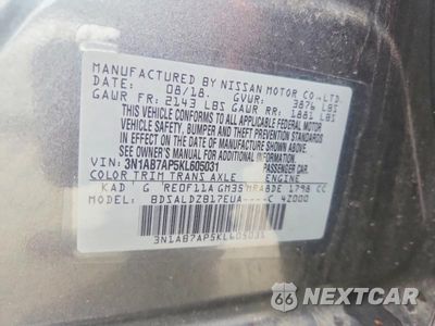 Zdjęcie 12 z 12 samochodu: 2019 NISSAN SENTRA VIN:3N1AB7AP5KL605031 - miniatura