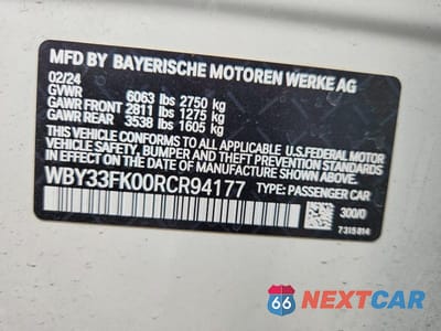 Zdjęcie 12 z 12 samochodu: 2024 BMW I5 EDRIVE 40 VIN:WBY33FK00RCR94177 - miniatura