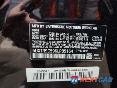 Zdjęcie 14 z 14 samochodu: 2019 BMW X3 XDRIVE30I VIN:5UXTR9C59KLP85164 - miniatura