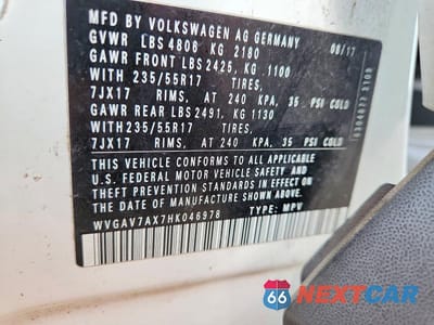 Zdjęcie 12 z 12 samochodu: 2017 VOLKSWAGEN TIGUAN S VIN:WVGAV7AX7HK046978 - miniatura