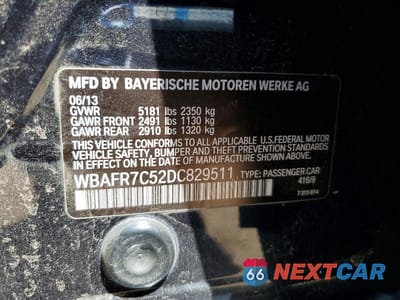 Zdjęcie 12 z 12 samochodu: 2013 BMW 535 I VIN:WBAFR7C52DC829511 - miniatura