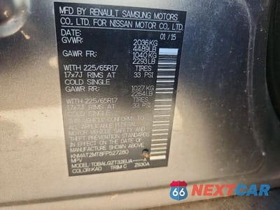 Zdjęcie 13 z 13 samochodu: 2015 NISSAN ROGUE SV VIN:KNMAT2MT8FP527280 - miniatura