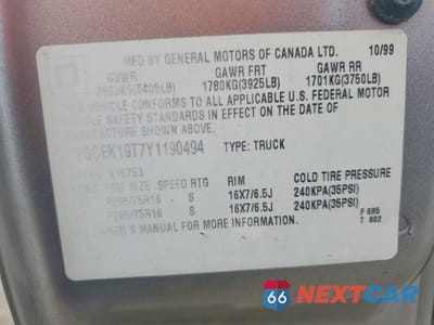 Zdjęcie 12 z 12 samochodu: 2000 CHEVROLET SILVERADO K1500 VIN:2GCEK19T7Y1190494 - miniatura