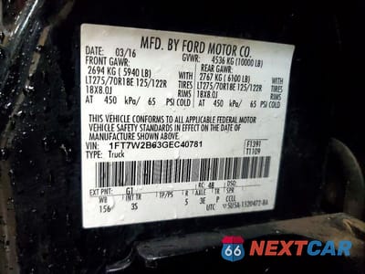 Zdjęcie 12 z 12 samochodu: 2016 FORD F250 SUPER DUTY VIN:1FT7W2B63GEC40781 - miniatura