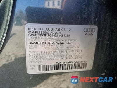 Zdjęcie 13 z 13 samochodu: 2012 AUDI Q5 PRESTIGE VIN:WA1WKAFP8CA093440 - miniatura