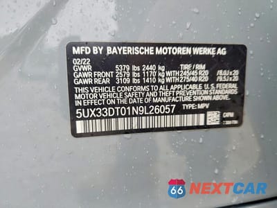 Zdjęcie 13 z 13 samochodu: 2022 BMW X4 XDRIVE30I VIN:5UX33DT01N9L26057 - miniatura