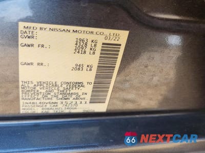 Zdjęcie 13 z 13 samochodu: 2022 NISSAN ALTIMA SV VIN:1N4BL4DV6NN352111 - miniatura