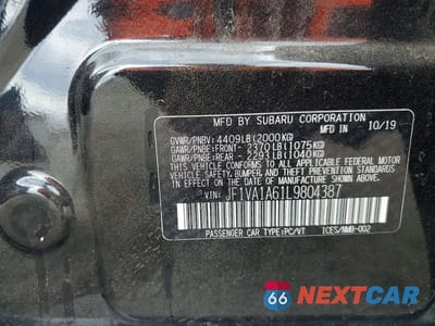Zdjęcie 12 z 12 samochodu: 2020 SUBARU WRX VIN:JF1VA1A61L9804387 - miniatura