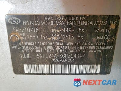 Zdjęcie 12 z 12 samochodu: 2016 HYUNDAI SONATA SE VIN:5NPE24AFXGH394047 - miniatura