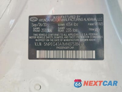 Zdjęcie 13 z 13 samochodu: 2021 HYUNDAI SONATA SE VIN:5NPEG4JA1MH075184 - miniatura
