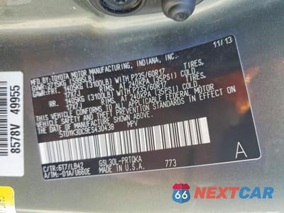 Zdjęcie 14 z 14 samochodu: 2014 TOYOTA SIENNA XLE 8-PASSENGER VIN:5TDYK3DC9ES430438 - miniatura