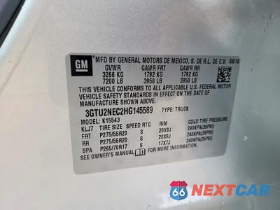 Zdjęcie 12 z 12 samochodu: 2017 GMC SIERRA K1500 SLT VIN:3GTU2NEC2HG145589 - miniatura
