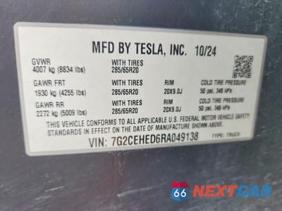 Zdjęcie 13 z 13 samochodu: 2024 TESLA CYBERTRUCK VIN:7G2CEHED6RA049138 - miniatura