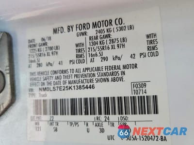 Zdjęcie 13 z 13 samochodu: 2019 FORD TRANSIT CONNECT XL UTILITY / SERVICE VAN VIN:NM0LS7E25K1385446 - miniatura