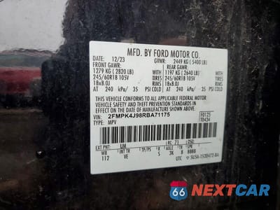 Zdjęcie 13 z 13 samochodu: 2024 FORD EDGE SEL VIN:2FMPK4J98RBA71175 - miniatura
