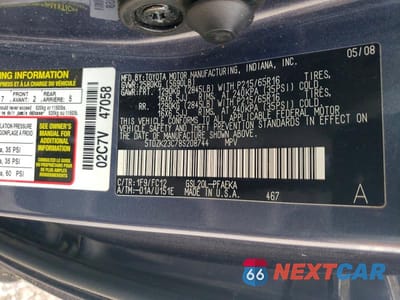 Zdjęcie 13 z 13 samochodu: 2008 TOYOTA SIENNA LE 7-PASSENGER VIN:5TDZK23C78S208744 - miniatura