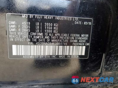 Zdjęcie 12 z 12 samochodu: 2015 SUBARU LEGACY 2.5I PREMIUM VIN:4S3BNAC64F3050746 - miniatura