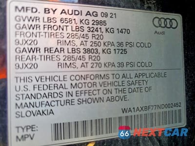 Zdjęcie 13 z 13 samochodu: 2022 AUDI Q7 PREMIUM VIN:WA1AXBF77ND002452 - miniatura